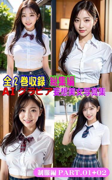 【写真集】全2巻収録 総集編 AIグラビア 妄想美女写真集 制服編 PART.01＋02｜