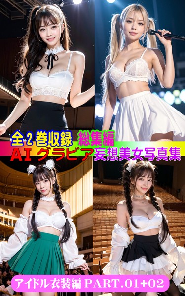 【写真集】全2巻収録 総集編 AIグラビア 妄想美女写真集 アイドル衣装編 PART.01＋02｜