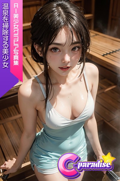 【写真集】温泉を掃除する美少女 AI美小女グラビア写真集【C-Paradise】｜