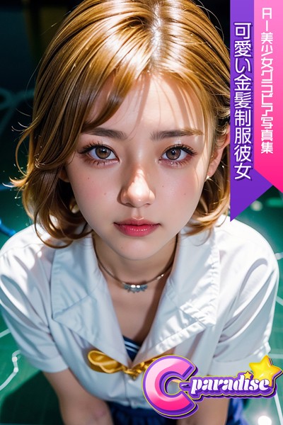 【制服】可愛い金髪制服彼女 AI美少女グラビア写真集【C-Paradise】｜