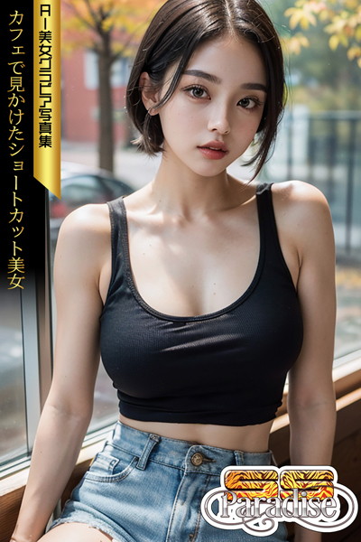 【写真集】SS-Paradise カフェで見かけたショートカット美女 AI美女グラビア写真集｜