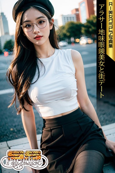【写真集】アラサー地味眼鏡美女と街デート AI美女グラビア写真集【SS-Paradise】｜