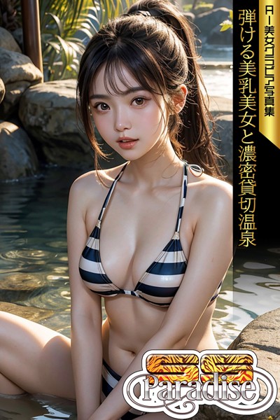 【写真集】弾ける美乳美女と濃密貸切温泉 AI美女グラビア写真集【SS-Paradise】｜