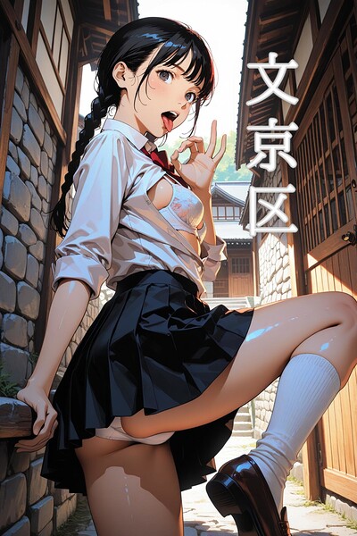 【フルカラー】東京禁断スクールガール:文京区 ー艶黒髪のおさげ、路地裏に乱れる優等生ー｜