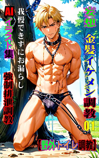 【写真集】AIイラスト集 妄想 金髪イケメン調教01 野外トイレ調教｜